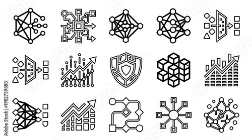 Vector Illustration Set of Modern Abstract Network and Data Connections