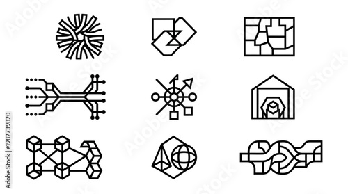 Set of Modern Vector Icons for Technology and Communication Applications