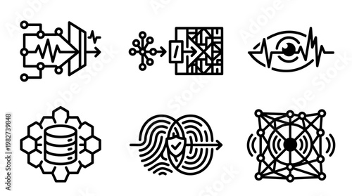 Icons Set of Science and Technology Symbols for Digital and Innovation Concepts