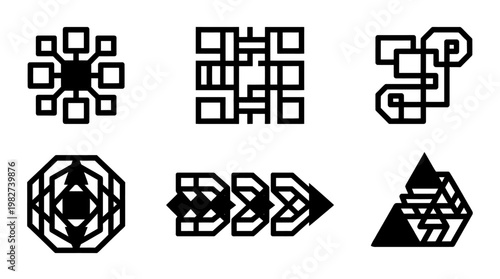 Abstract Geometric Shapes Collection Featuring Modern Lines and Triangular Art in Digital Illustration Style