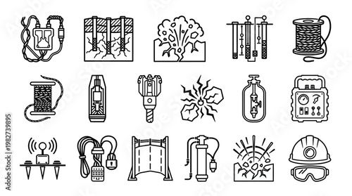 Collection of Diverse Electrical Icons for Technology and Engineering Projects