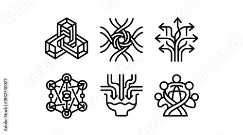 Set of Modern Line Art Icons For Technology and Innovation in Minimalist Style