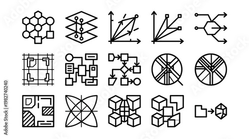 Icons Set of Abstract Geometric Symbols for Digital Design and User Interface