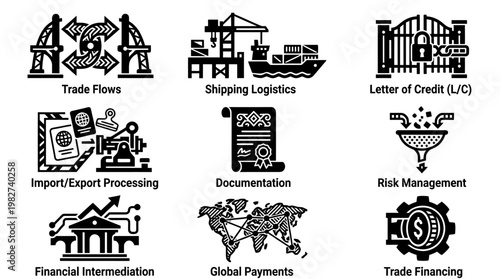 Vector Illustration Of Global Trade and Shipping Logistics Concept For Business Presentations