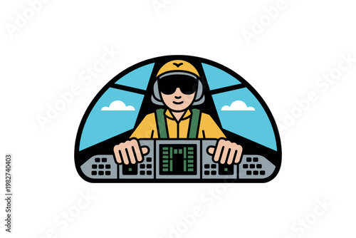 Pilot skillfully operates the controls inside a commercial cockpit.