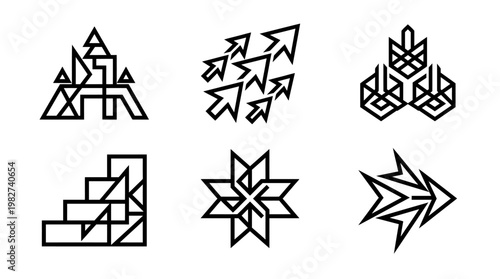 Set of Modern Geometric Icons in Vector Style for Digital Design and Branding