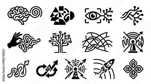 Vector Icon Set of Abstract Natural Element Symbols for Eco-Friendly Designs