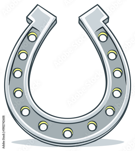 Stylized metallic gray horseshoe a classic symbol of good fortune luck and protection