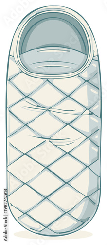 Stylized Sleeping Bag or Baby Swaddle Illustration Quilted with Diamond Pattern