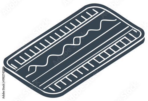 Isometric harmonica icon vector line art of a mouth organ musical instrument