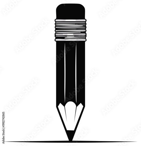 Graphic vector illustration of a simple black pencil drawing a straight line