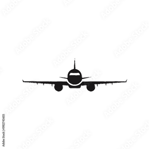 Black silhouette of a commercial airplane.