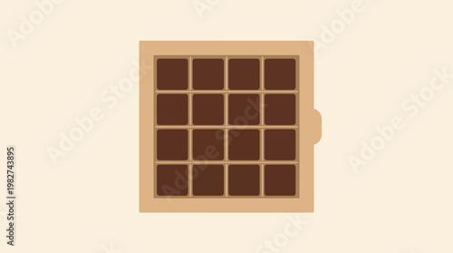 chocolate candy bar with brown squares.