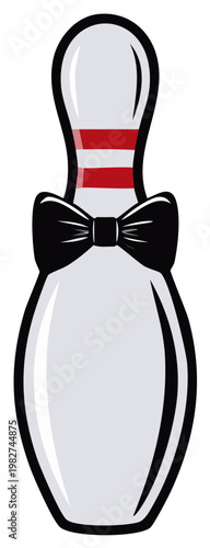 Bowling pin with bow tie and red stripes sport competition concept vector illustration
