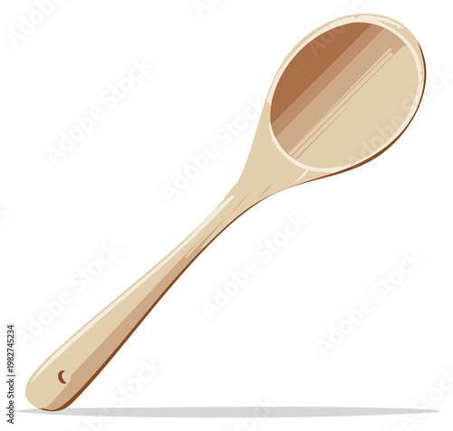 Cartoon Wooden Spoon Illustration Kitchen Utensil Culinary Serving Tool Icon