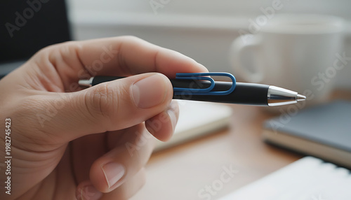 Wallpaper Mural A hand holding a blue and silver pen Torontodigital.ca