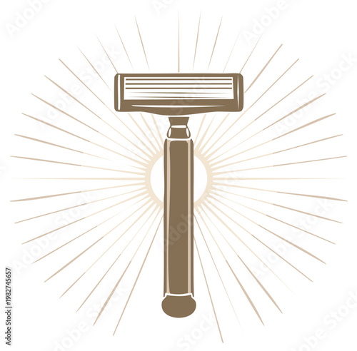 Vintage Style Razor with Sunburst Background Icon
