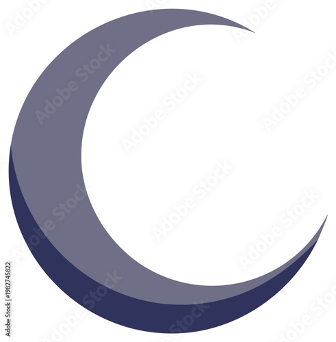Crescent Moon Shape Isolated with Gradient, Design Element, Dark Lunar Symbol