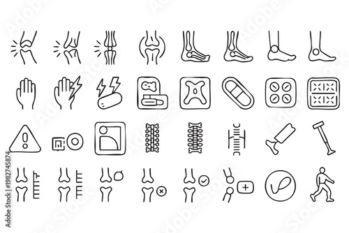 Medical Anatomy and Joint Pain Icons for Clinical Applications