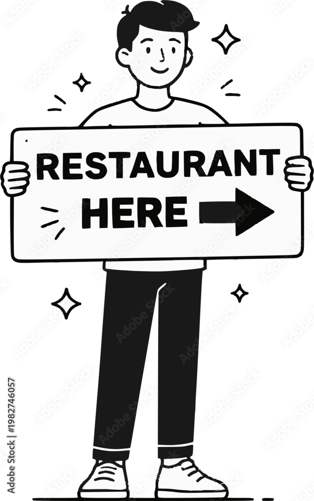 Fototapeta premium man with resturant board vector design