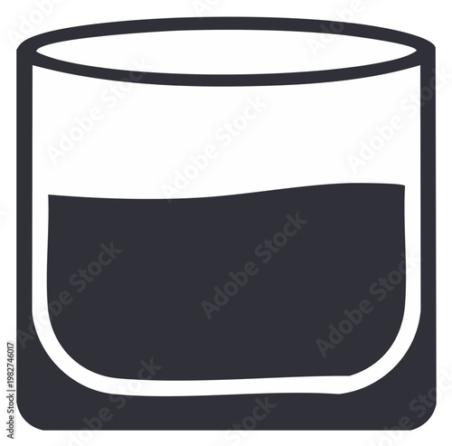 Vector icon of a rocks glass with whiskey or dark liquor Minimalist flat illustration for bar or beverage menu