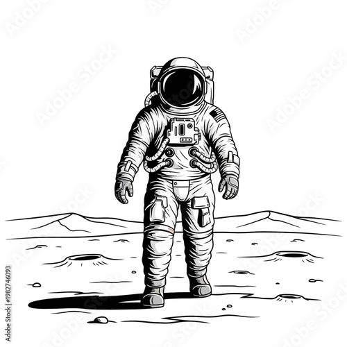 Astronaut standing on the moon surface, space exploration, science, discovery, adventure