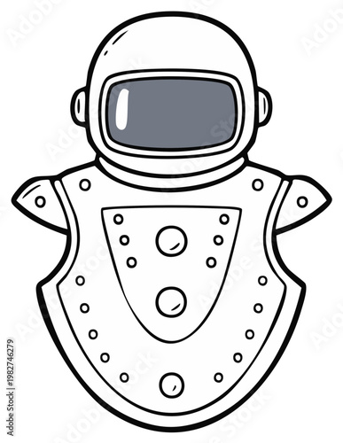 Isolated Astronaut Costume Illustration Outlined Helmet and Space Suit for Coloring Activity or Children's Book Design