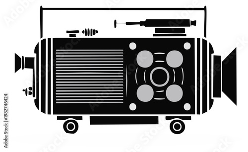 Vintage Movie Camera Vector Silhouette Old Film Equipment Isolated, Classic Video Recorder Device Illustration
