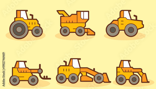 vector illustration of a tractors