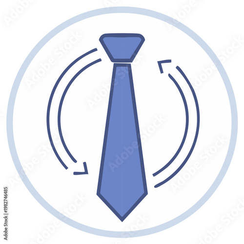 Business tie with circular arrows representing career change professional workflow and job rotation