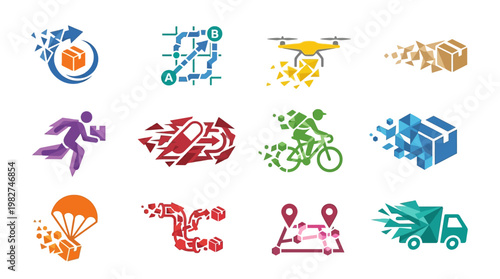 Vector Illustration of Various Tech and Lifestyle Icons in Modern Design Style