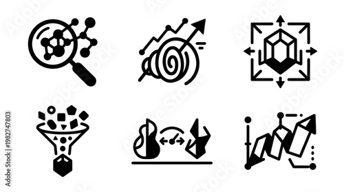 Vector Icon Set of Business and Marketing Symbols for Data Analysis and Strategy