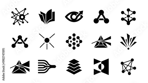Vector Icon Set of Technology and Data Communication Symbols for User Interface Design