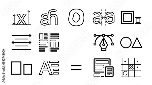 Icons Vector Set Illustrating Various Symbols and Graphics in Modern Style