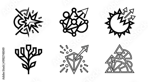 Set Of Modern Abstract Icons With Geometric Shapes For Creative Design