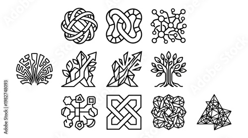Set of Modern Abstract Icons for Technology and Connectivity Design