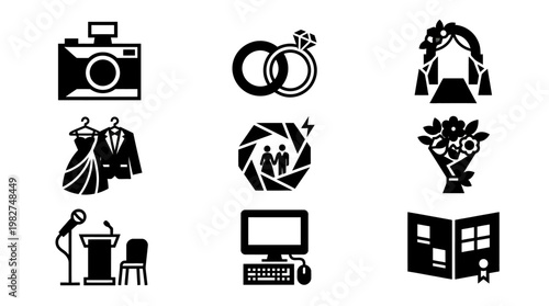 Set of Business and Communication Icons for Marketing and Technology Presentations