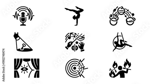 Set of Modern Icons Covering Technology Music Sports and Nature Elements for Digital Design