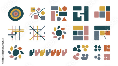 Set of Modern Abstract Icons for Creative Design and Visual Projects