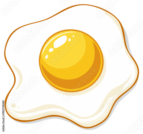 Bright Yellow Yolk Fried Egg Breakfast Meal Graphic Illustration