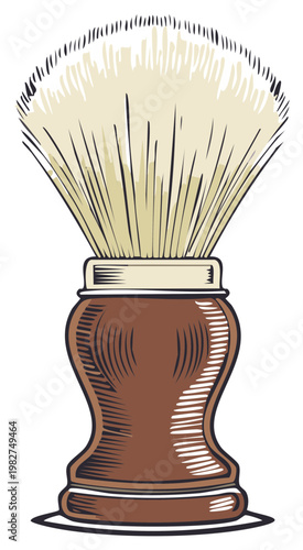 Vintage Style Shaving Brush with Wooden Handle For Grooming and Barber Services