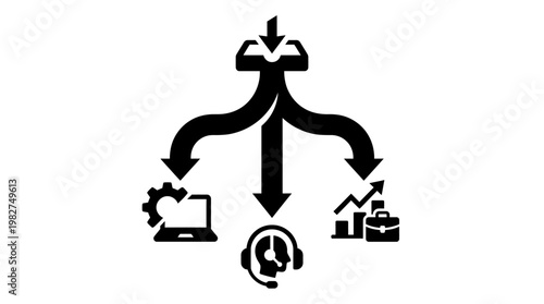 Icon of Decision Making and Strategy with Connecting Arrows in Modern Style