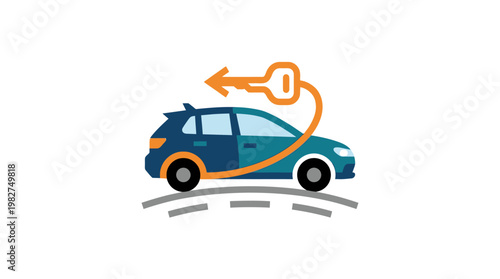 Icon of Electric Car Charging Key and Cord for Sustainable Transportation