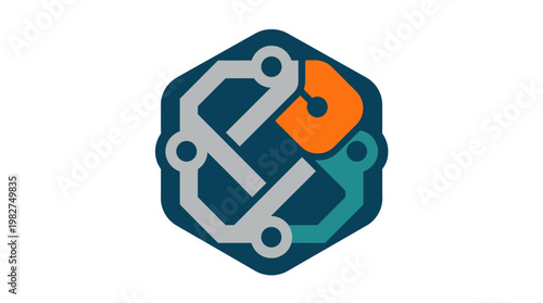 Icon of Circuit Board Technology with Microchip and Electronic Components