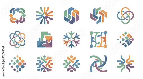 Collection of Abstract Colorful Vector Icons Set for Digital and Graphic Design Projects
