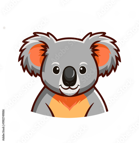 Cartoon Koala Bear Face Graphic Illustration  Cute Animal Mascot Design