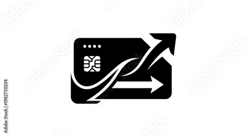 Icon Of Financial Growth Chart Arrow Increasing On Credit Card For Investment And Economy