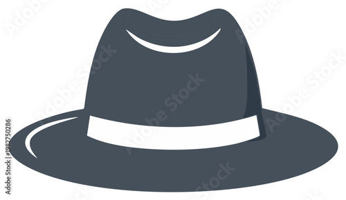 Classic Style Hat with White Band Illustration for Fashion and Retro Appeal