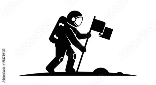 Astronaut Planting Flag on Planet.