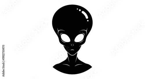 Black Alien Head Illustration.